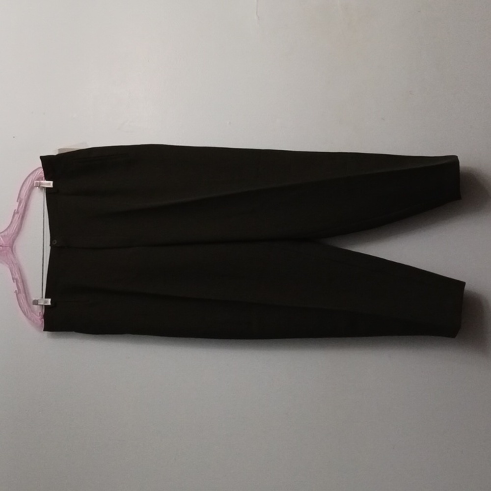 Vintage Liz Baker size 22W women's stretch dark pine green trousers.